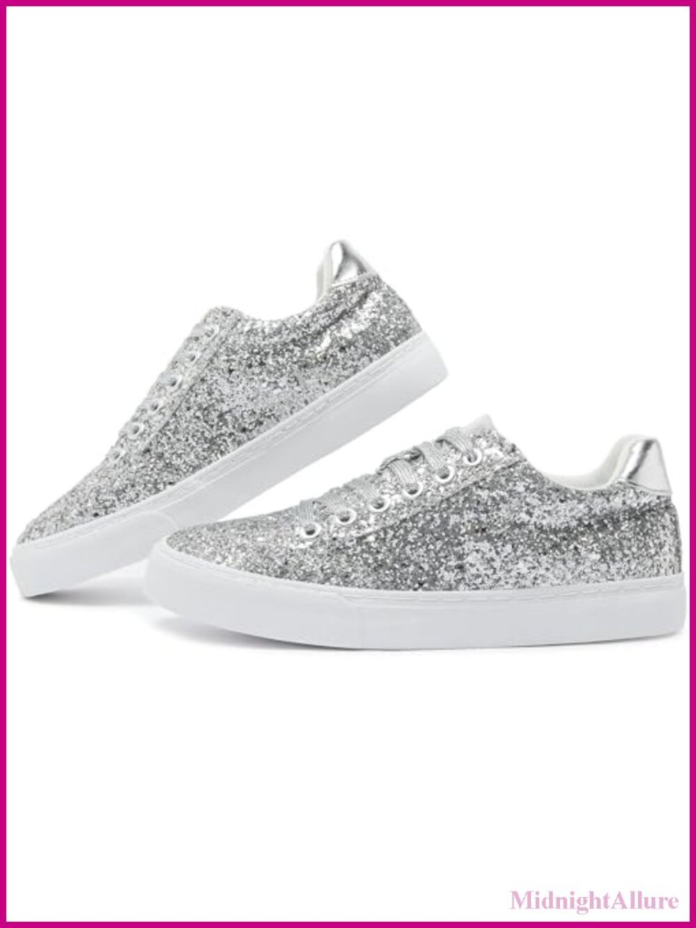 Women's Sequin Glitter Low Top Lace Up Fashion Sneakers